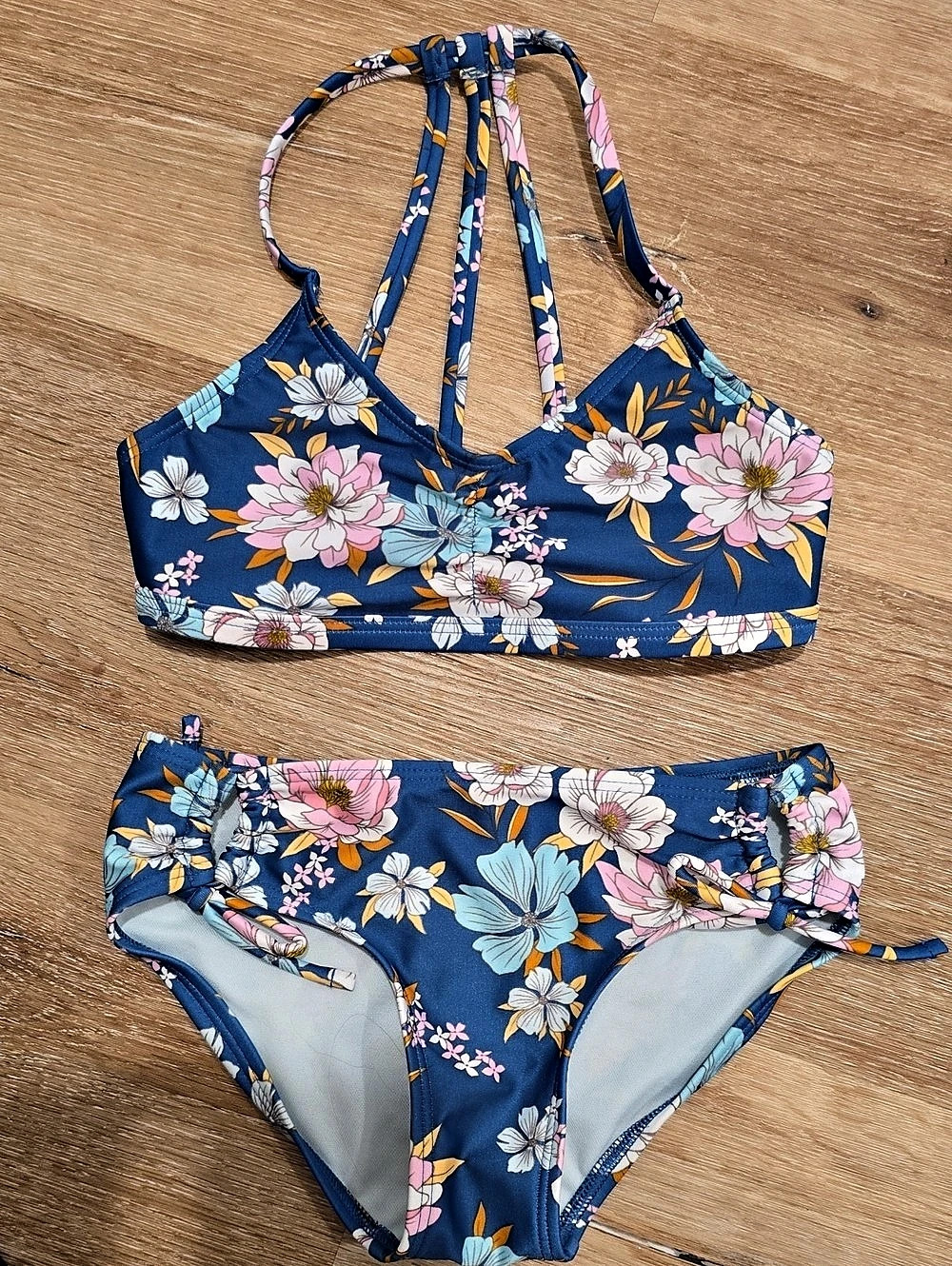 art class Floral Bikini Set in Blue & Pink Size Small Like New